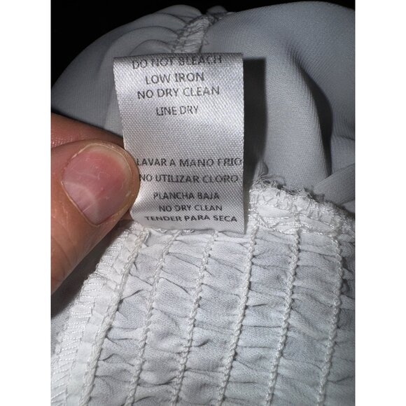 Fashion Nova White Long Sleeve Tie‎ Neck Blouse XL Zipper Waist Sexy Secretary - Picture 6 of 8